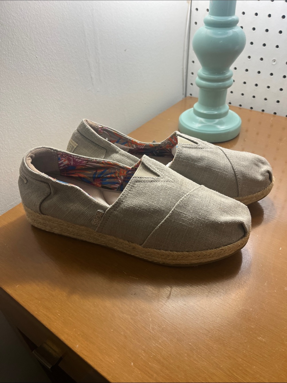 BOBS from Skechers Beige Canvas Espadrille Slip-Ons